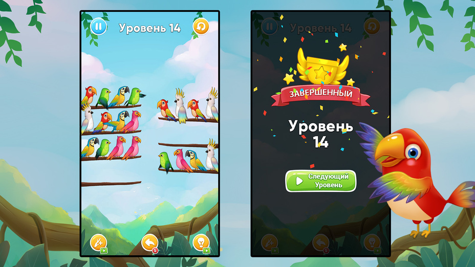 Игра Bird Sort Puzzle играть онлайн в браузере