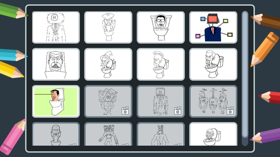 Игра Скибиди Туалет Супер Раскраски играть онлайн в браузере