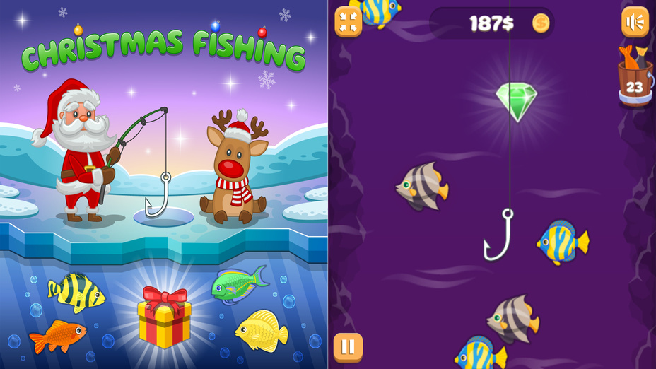 Игра Рождественская рыбалка играть онлайн в браузере