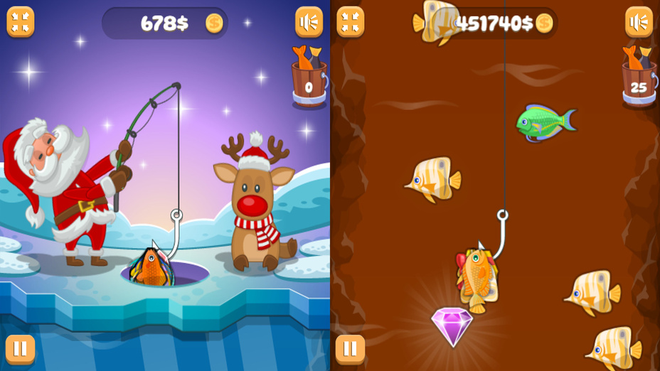 Игра Рождественская рыбалка играть онлайн в браузере